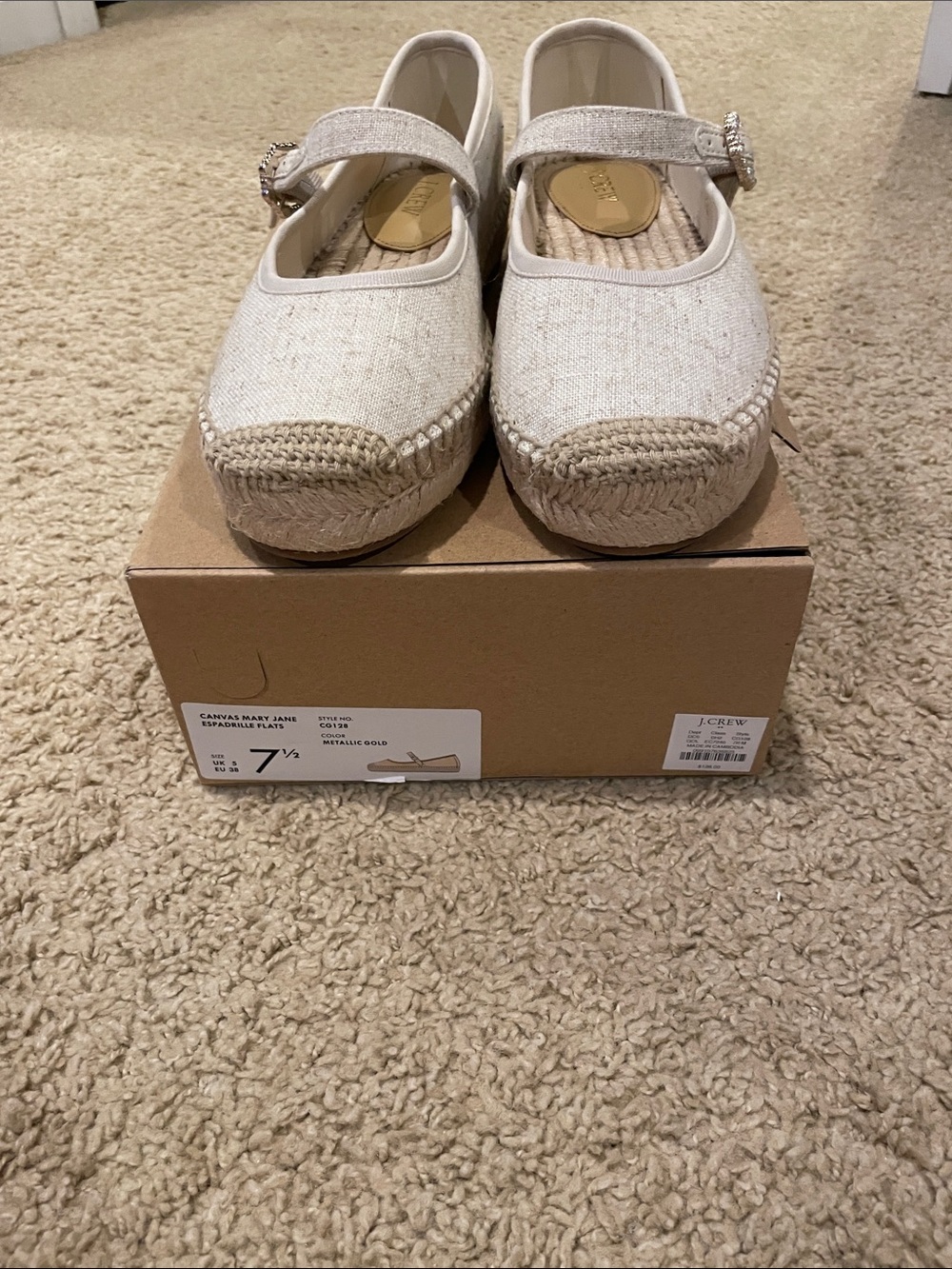 J. Crew womens  Mary Jane Espadrille- metallic gold